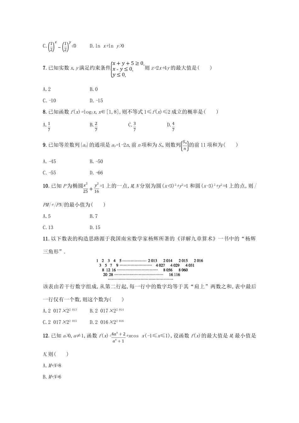 （新课标）高考数学二轮复习 第三部分 题型指导考前提分 题型练2 选择题、填空题综合练（二）理-人教版高三全册数学试题_第2页