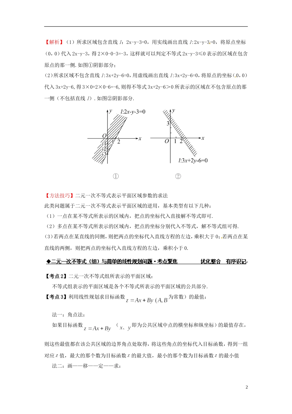 高中数学 二元一次不等式（组）与简单的线性规划问题练习 新人教版必修5-新人教版高二必修5数学试题_第2页