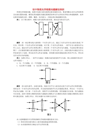 初中物理光学暗箱问题解法例析 学法指导 不分版本 试题