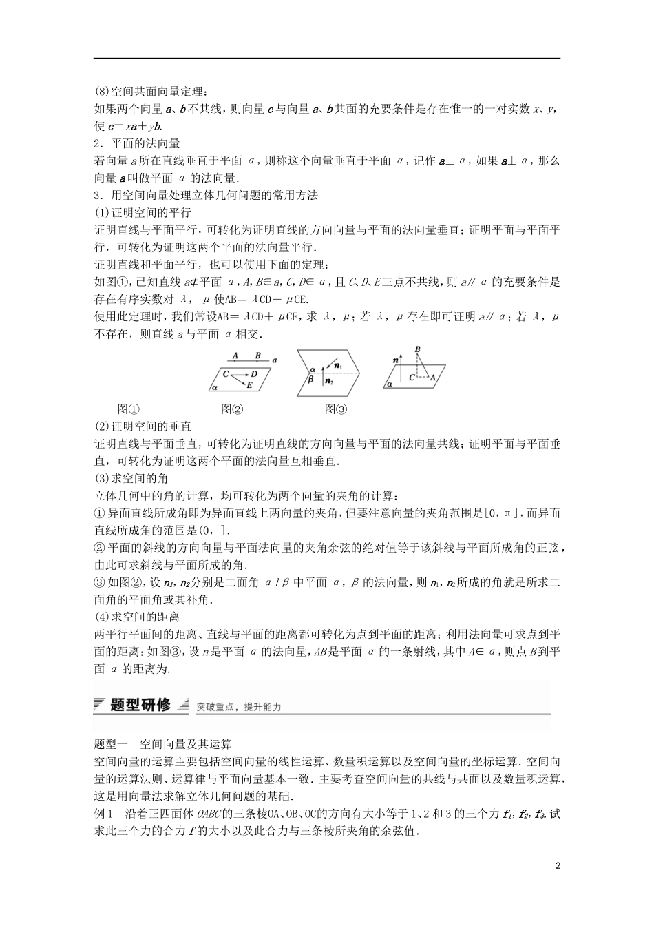 高中数学 第3章 空间向量与立体几何章末复习提升 苏教版选修2-1-苏教版高二选修2-1数学试题_第2页