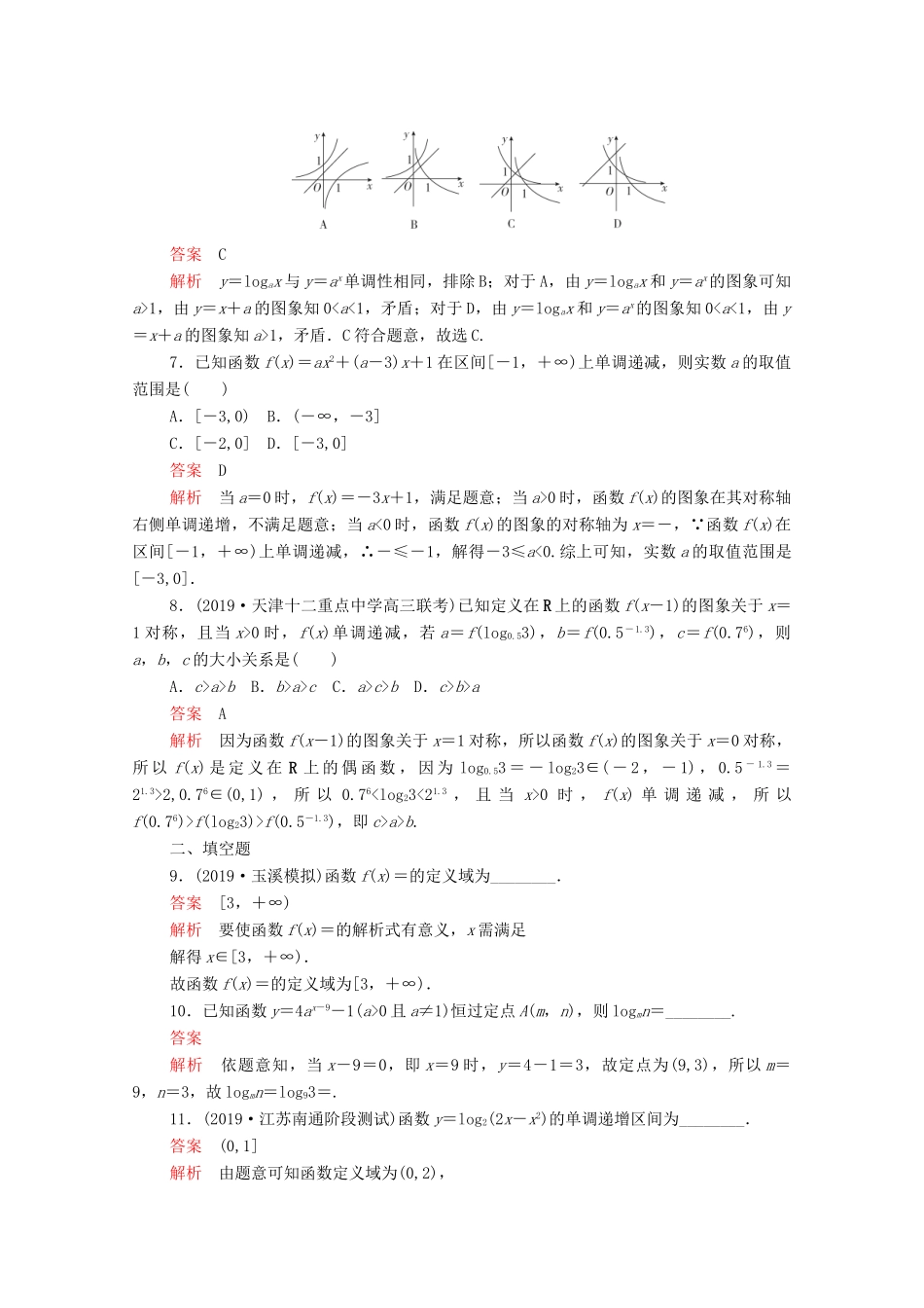 高考数学大二轮复习 刷题首选卷 第一部分 刷考点 考点七 函数的图象、性质及应用 文-人教版高三全册数学试题_第2页