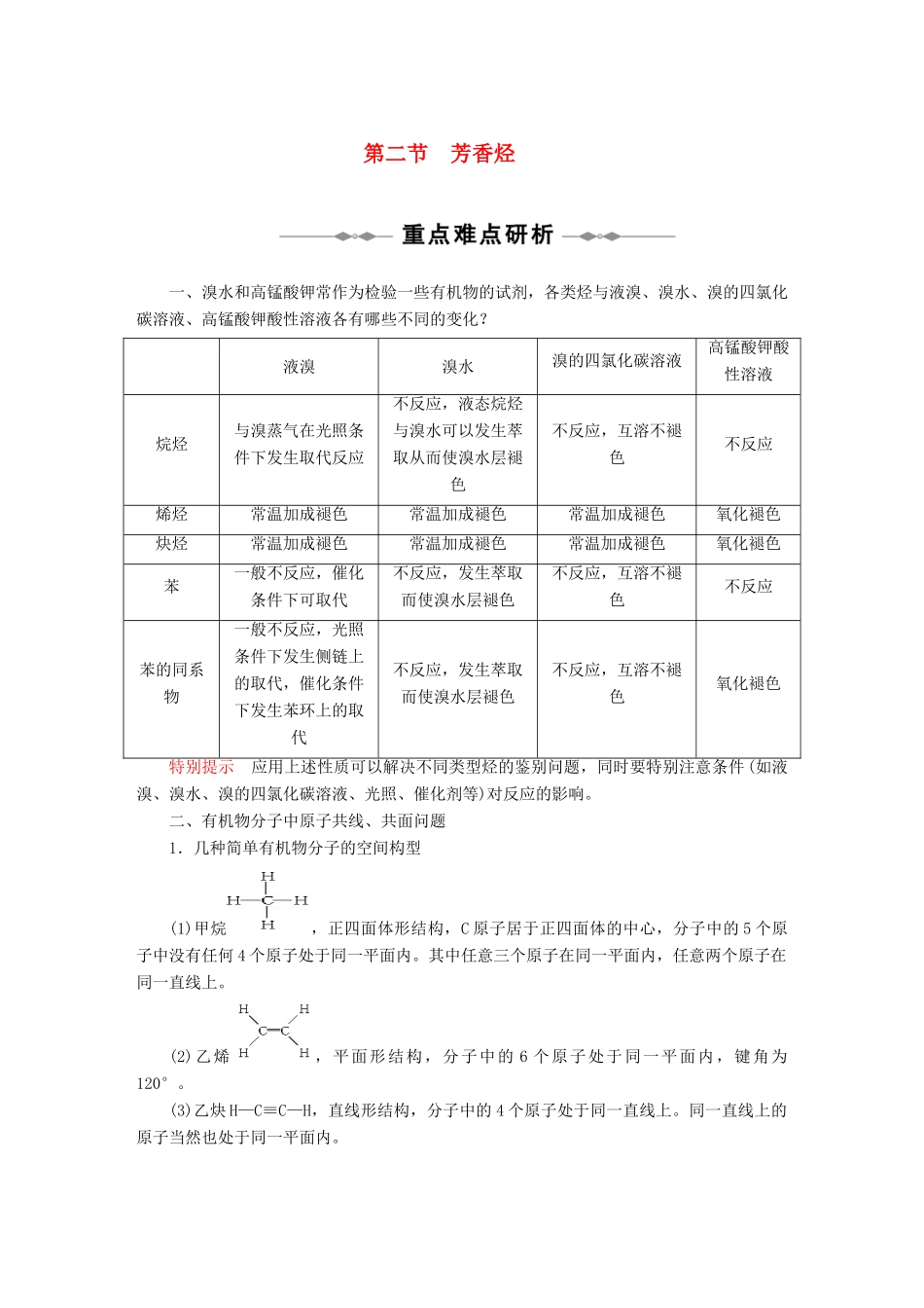 高二化学 第二章第二节知识点及典型例题解析 芳香烃 苏教版选修5_第1页