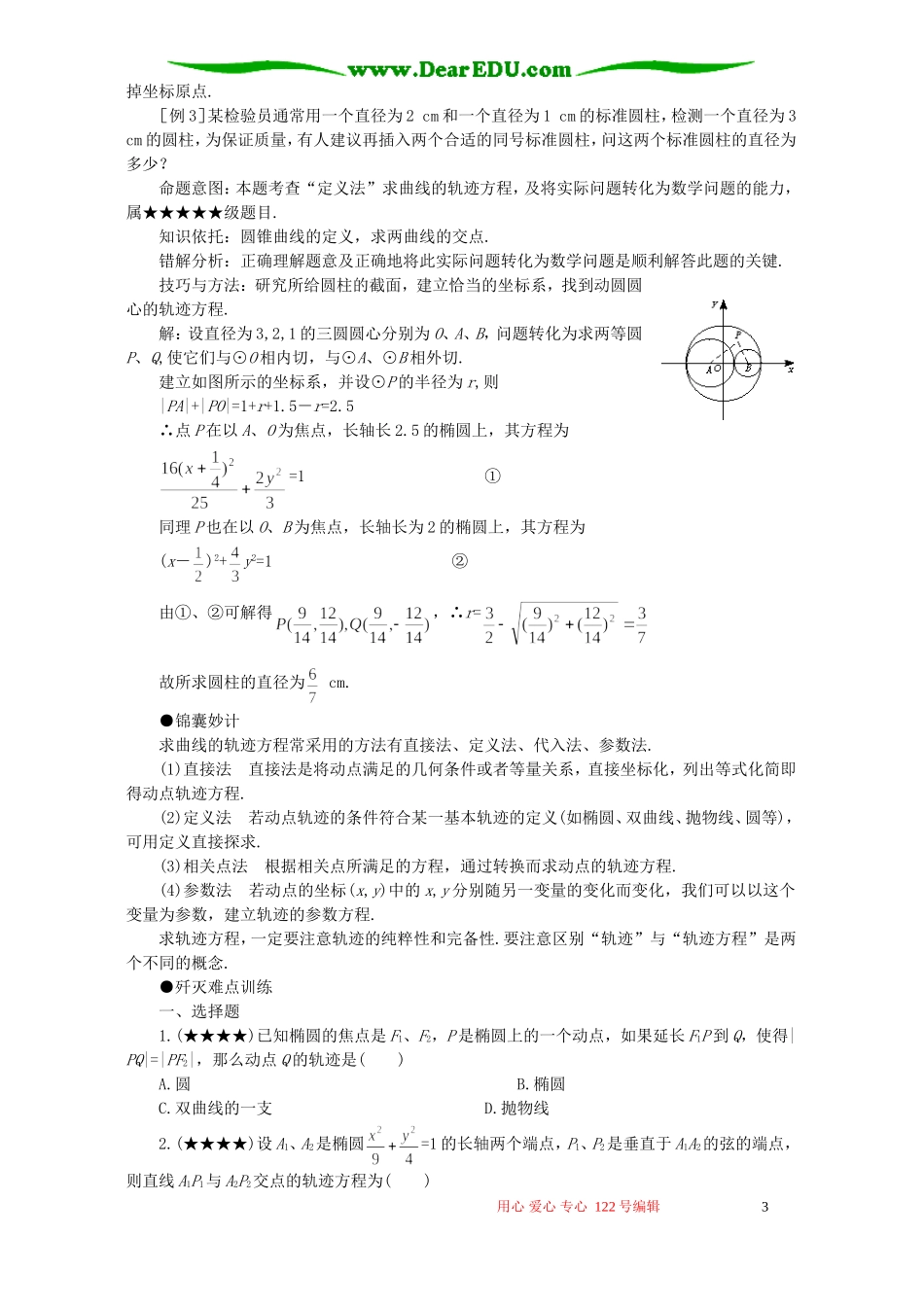 高考数学难点22 轨迹方程的求法_第3页