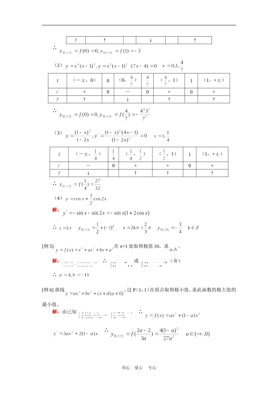 高二数学（理）利用导数求单调区间、极值人教实验版（A）知识精讲_第3页