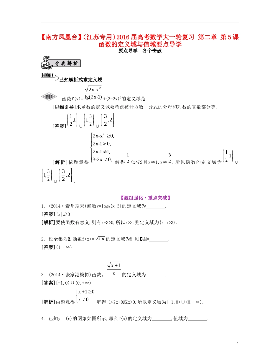 （江苏专用）高考数学大一轮复习 第二章 第5课 函数的定义域与值域要点导学-人教版高三全册数学试题_第1页