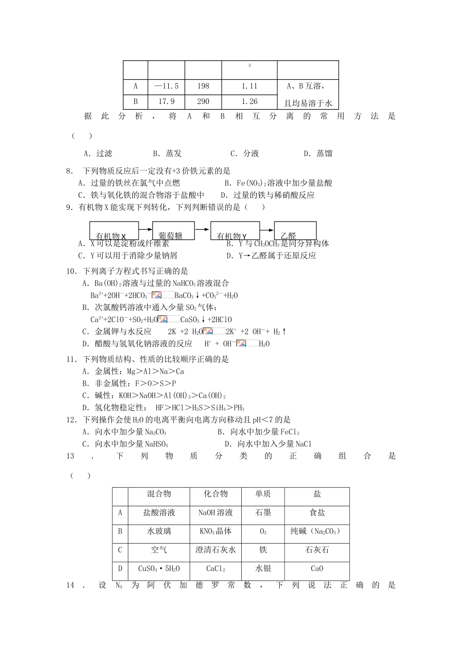 山东省济宁市鱼台二中11-12学年高一化学上学期期末模拟试题【会员独享】_第2页