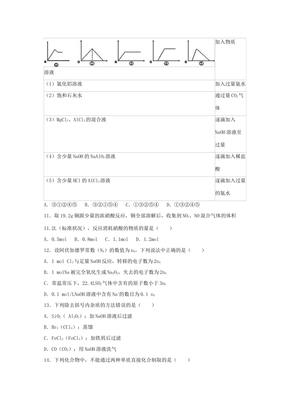 山东省枣庄市滕州五中高一化学上学期期末模拟试卷（四）（含解析）-人教版高一全册化学试题_第3页