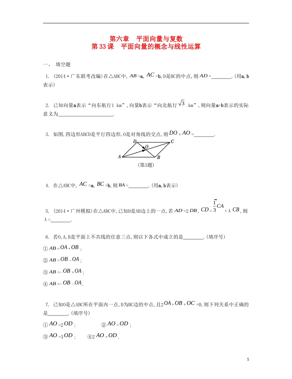（江苏专用）高考数学大一轮复习 第六章 平面向量与复数检测评估-人教版高三全册数学试题_第1页