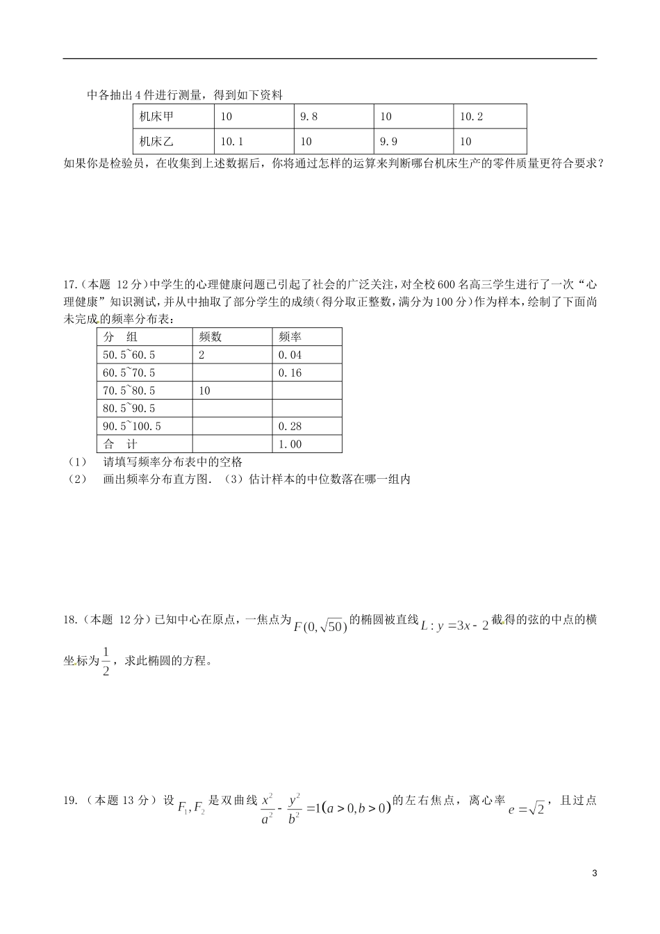 湖南省邵阳市隆回县第二中学高中数学 预考题 新人教A版选修1-1_第3页