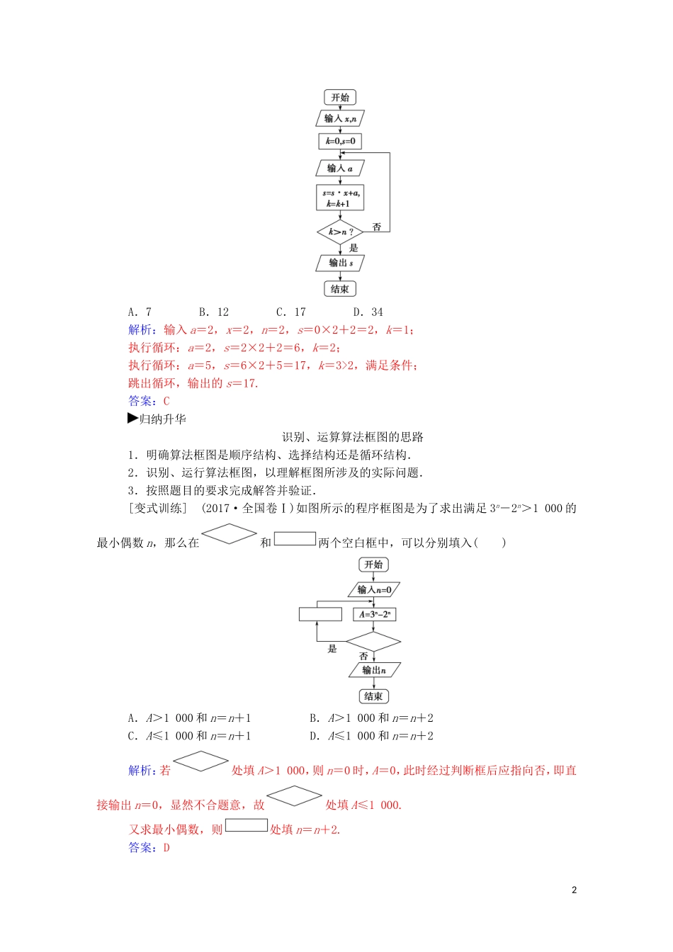 高中数学 第四章 框图章末复习课演练（含解析）新人教A版选修1-2-新人教A版高二选修1-2数学试题_第2页