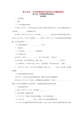 高中历史 第八单元 中华民族的抗日战争和人民解放战争 第23课 从局部抗战到全面抗战课堂速练（含解析）新人教版必修《中外历史纲要（上）》-新人教版高一必修历史试题