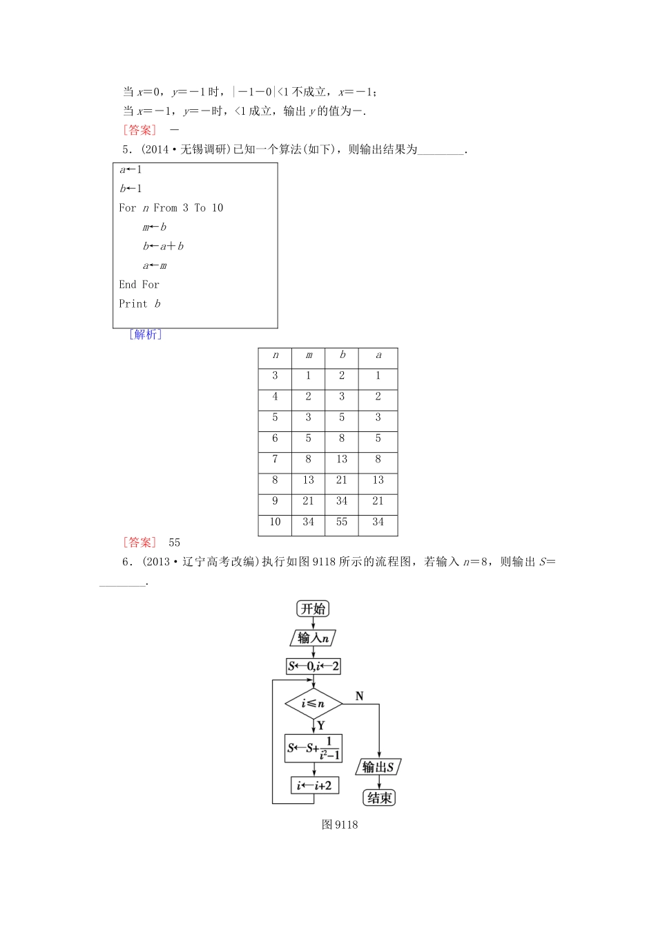 高考讲坛高考数学一轮复习 第9章 第1节 算法初步课后限时自测 理 苏教版-苏教版高三全册数学试题_第3页