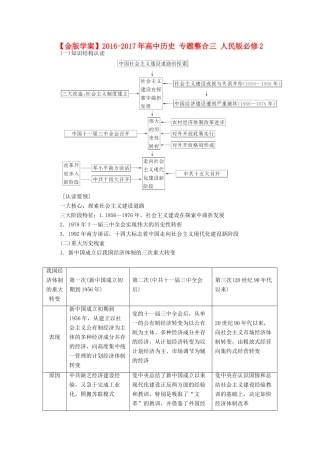 高中历史 专题整合三 人民版必修2-人民版高一必修2历史试题