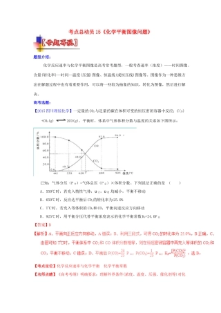 河南省嵩县一高高考化学三轮冲刺 考点总动员15《化学平衡图像问题》-人教版高三全册化学试题