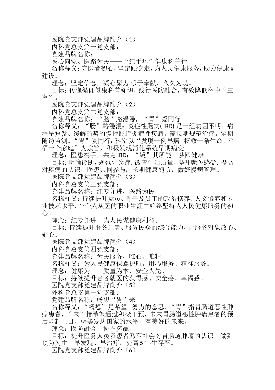 （21篇）医院党建品牌名称理念和目标简介汇编_第1页