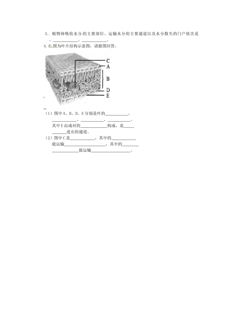 天津市武清区杨村五中七年级生物上学期周清试卷八 新人教版试卷_第2页