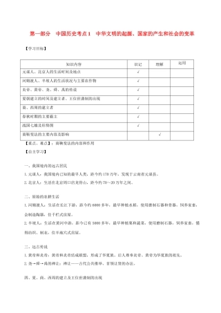 九年级(中国历史)考点汇总试卷