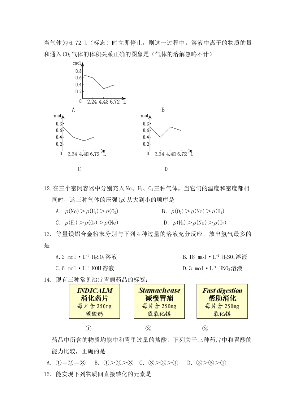 山西省山大附中11-12学年高一化学2月月考试题【会员独享】_第3页