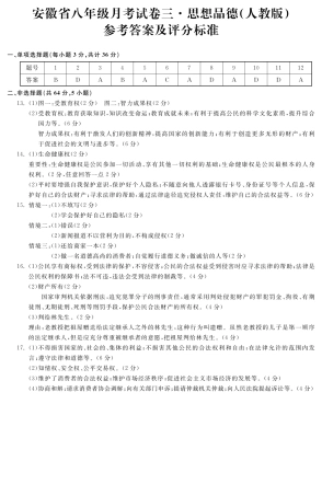 安徽省八年级政治下学期月考试卷(三)答案(pdf) 安徽省八年级政治下学期月考试卷(三)(pdf) 安徽省八年级政治下学期月考试卷(三)(pdf)