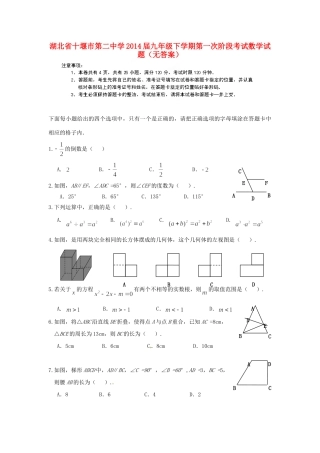 九年级数学下学期第一次阶段考试试卷试卷