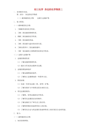 初三化学 身边的化学物质二 人教实验版 试题