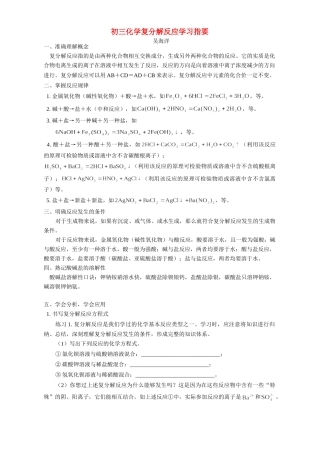 初三化学复分解反应学习指要 学法指导 不分版本 试题