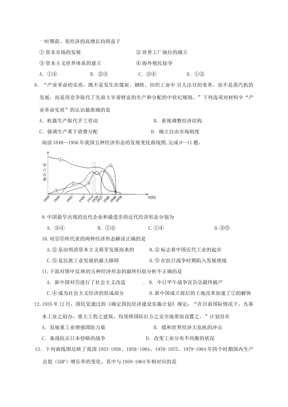 吉林省扶余市高一历史下学期期末考试试题-人教版高一全册历史试题_第2页