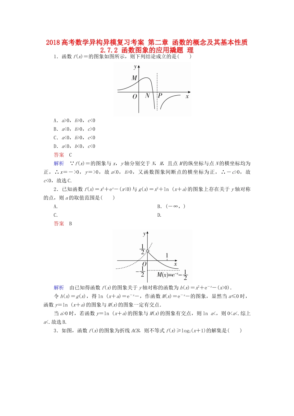 高考数学异构异模复习 第二章 函数的概念及其基本性质 2.7.2 函数图象的应用撬题 理-人教版高三全册数学试题_第1页