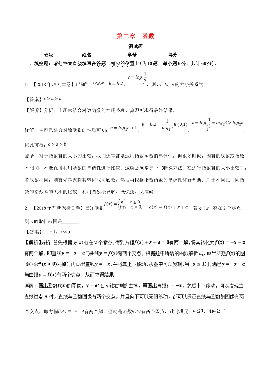 （江苏专版）高考数学一轮复习 第02章 函数测试题-人教版高三全册数学试题_第1页