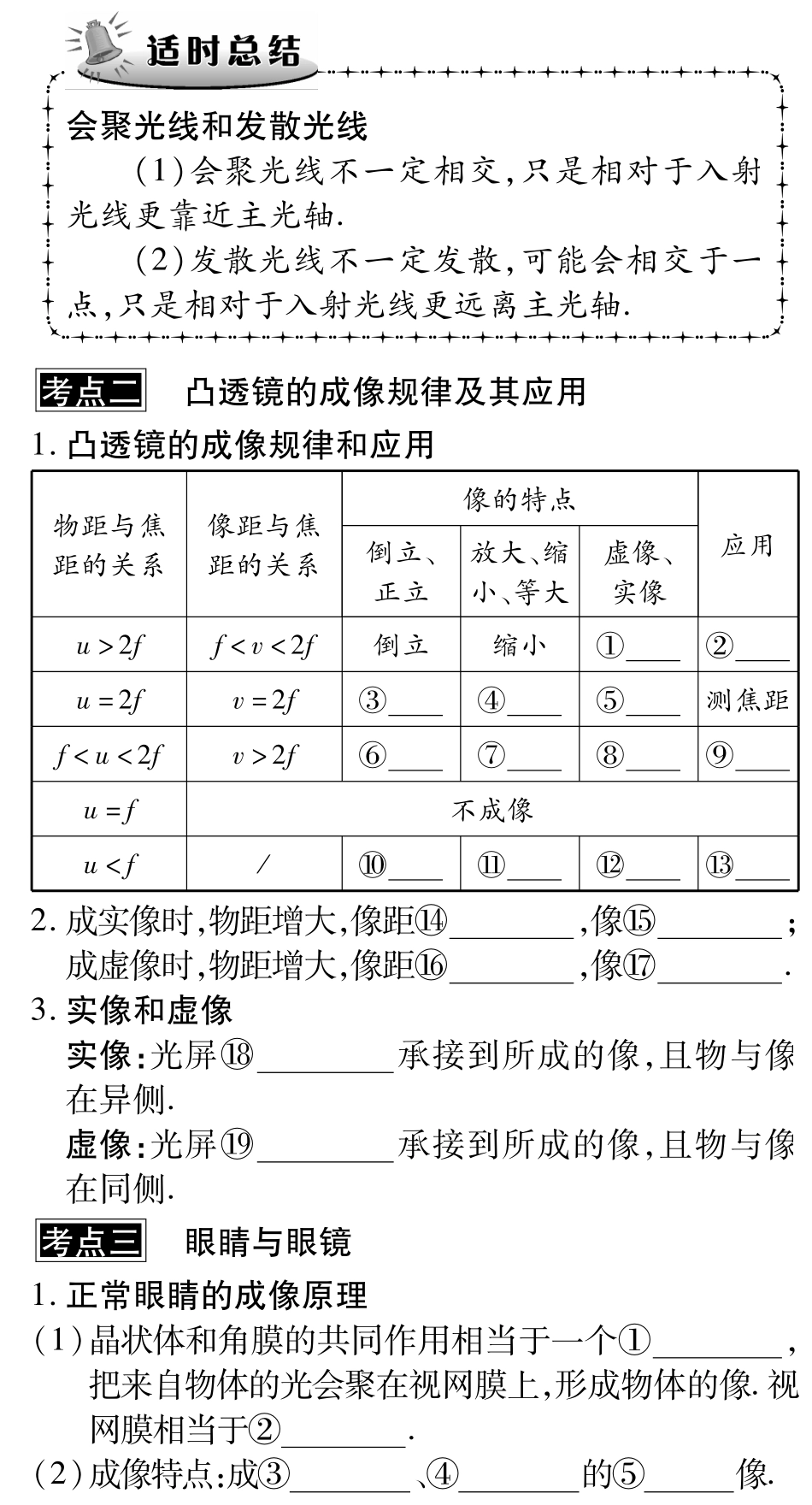 中考物理总复习 第五章 透镜及其应用考点清单(pdf)(新版)新人教版试卷_第3页