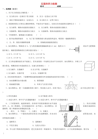 中考物理压强和浮力检测④试卷