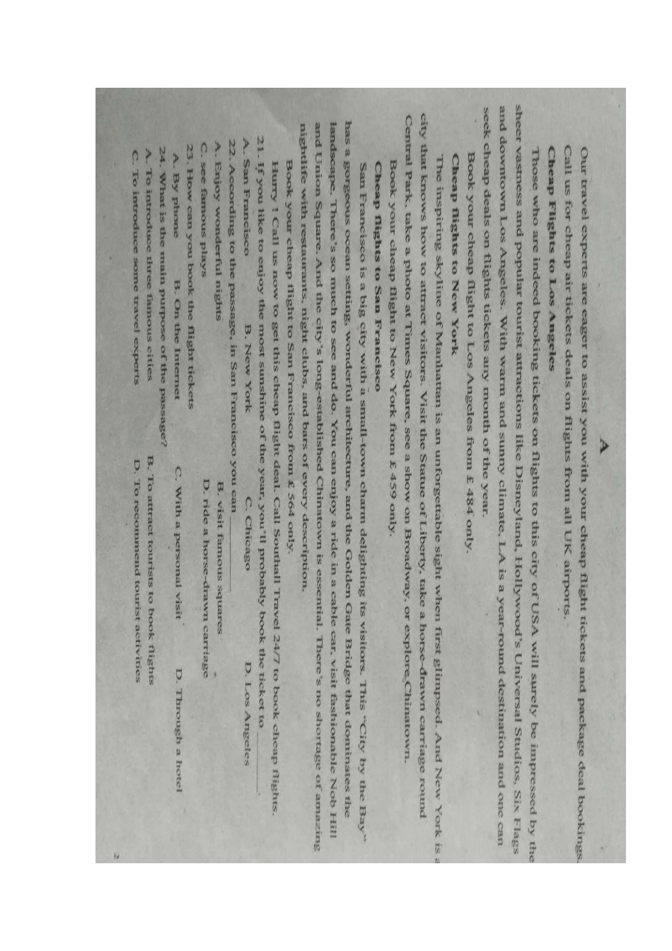 吉林省白城市通榆县第一中学2020届高三英语上学期第二次月考试卷_第3页