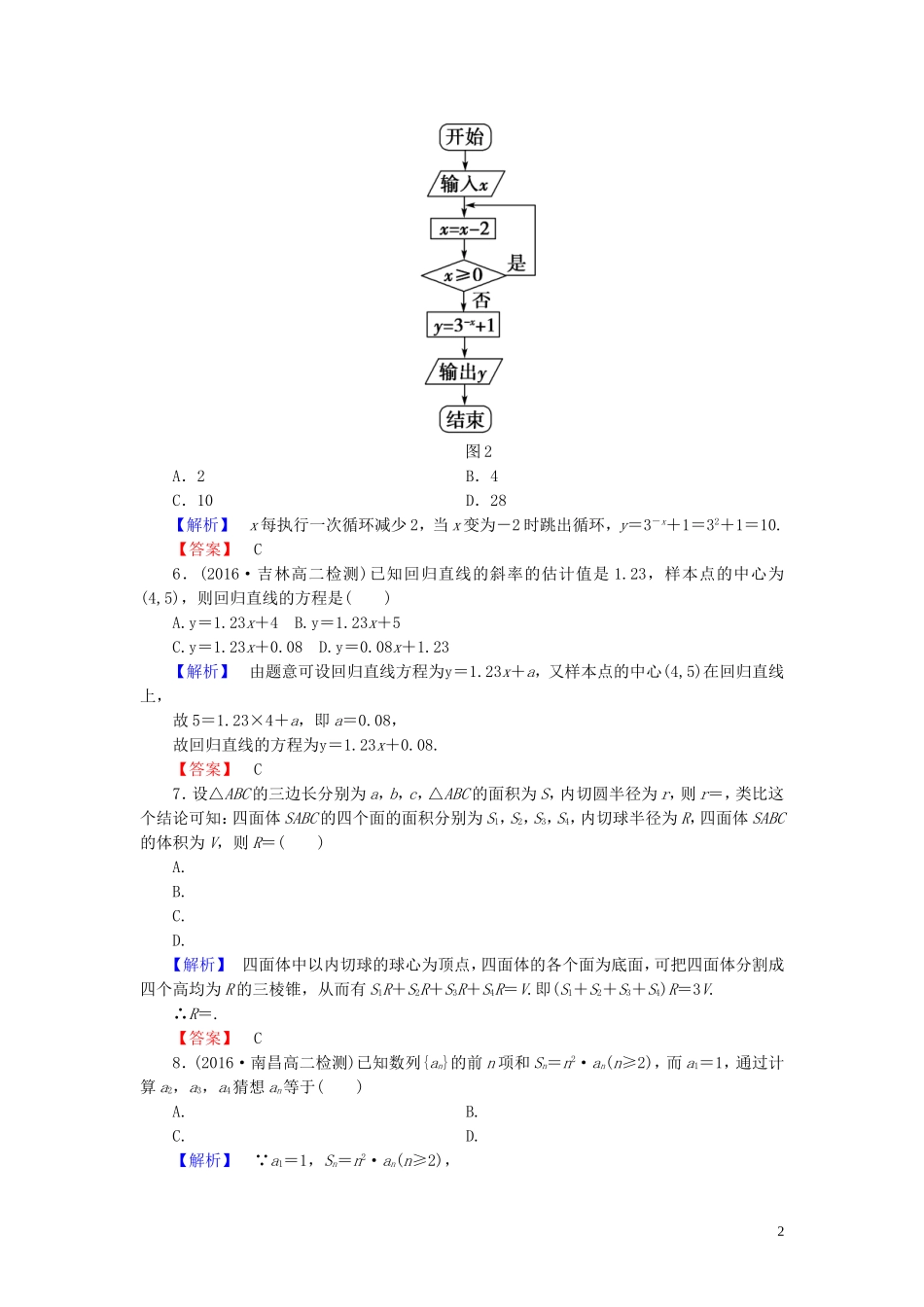 高中数学 模块综合测评（二）（含解析）新人教A版选修1-2-新人教A版高二选修1-2数学试题_第2页