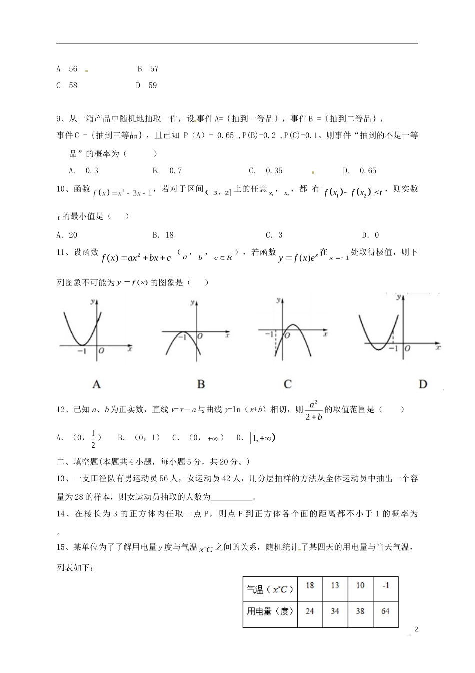 黑龙江省牡丹江市高二数学上学期开学检测试题 理-人教版高二全册数学试题_第2页