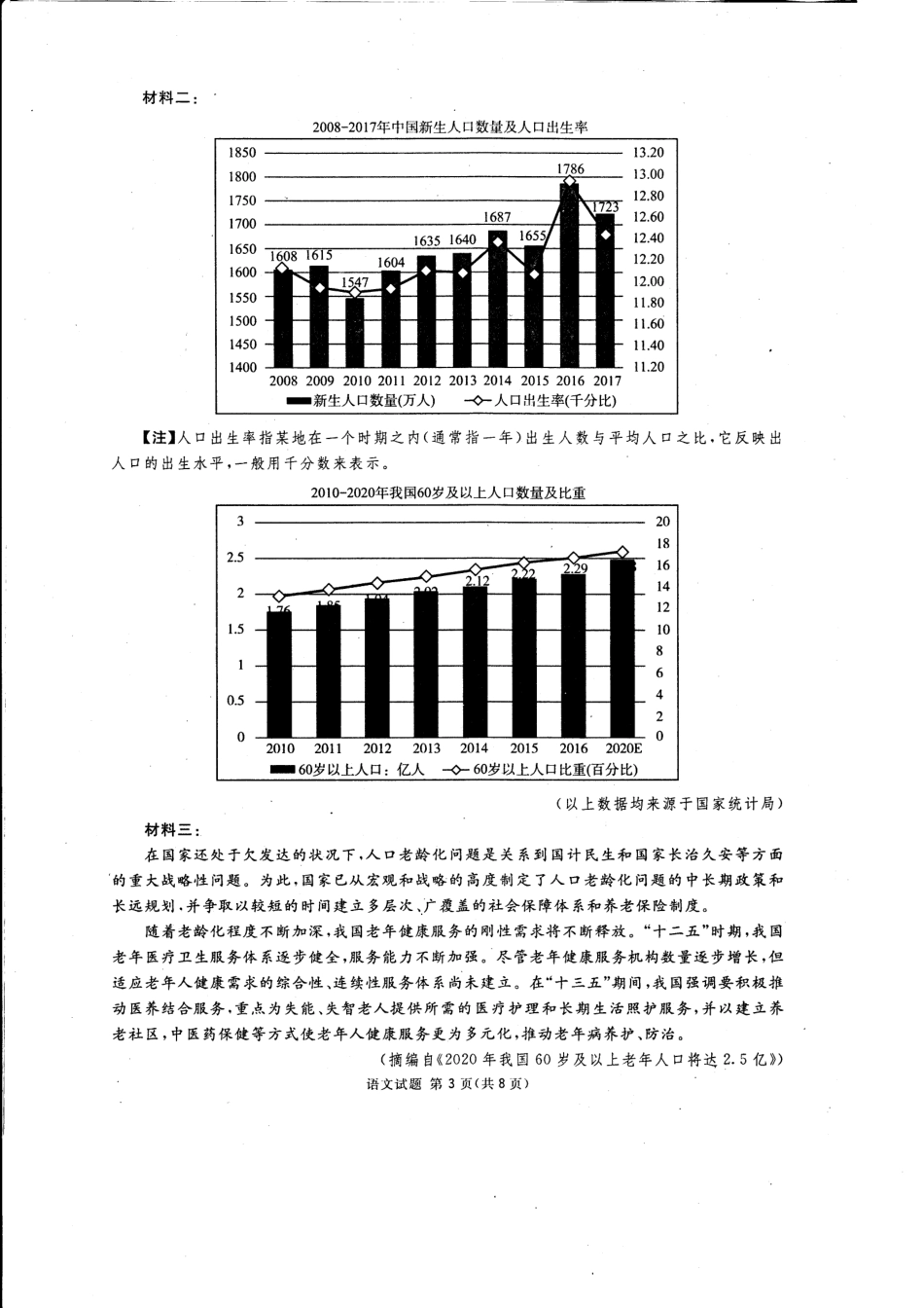 四川省内江市高三第二次诊断性测试语文试卷 四川省内江市届高三语文第二次诊断性考试试卷(PDF) 四川省内江市届高三语文第二次诊断性考试试卷(PDF)_第3页