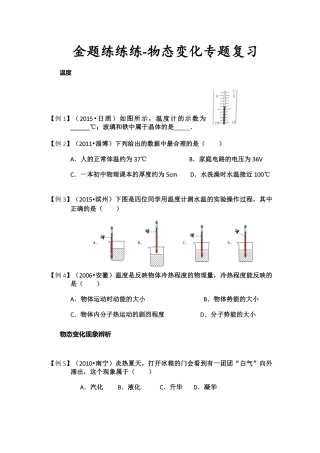 中考物理一轮复习 金题练练看 物态变化(pdf)试卷