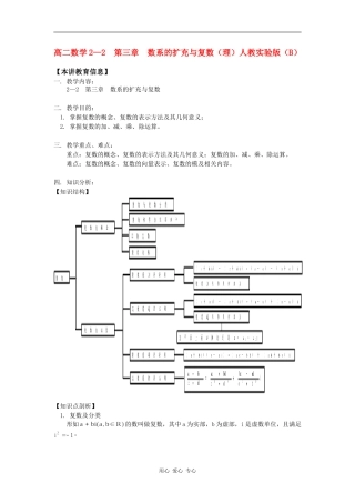 高二数学2—2  第三章  数系的扩充与复数（理）人教实验版（B）知识精讲