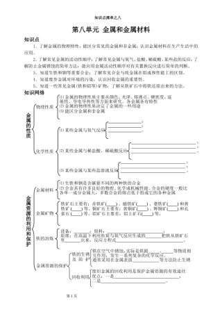 第八单元金属和金属材料