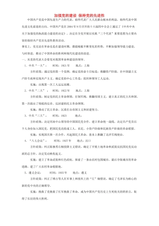 加强党的建设 保持党的先进性 试题