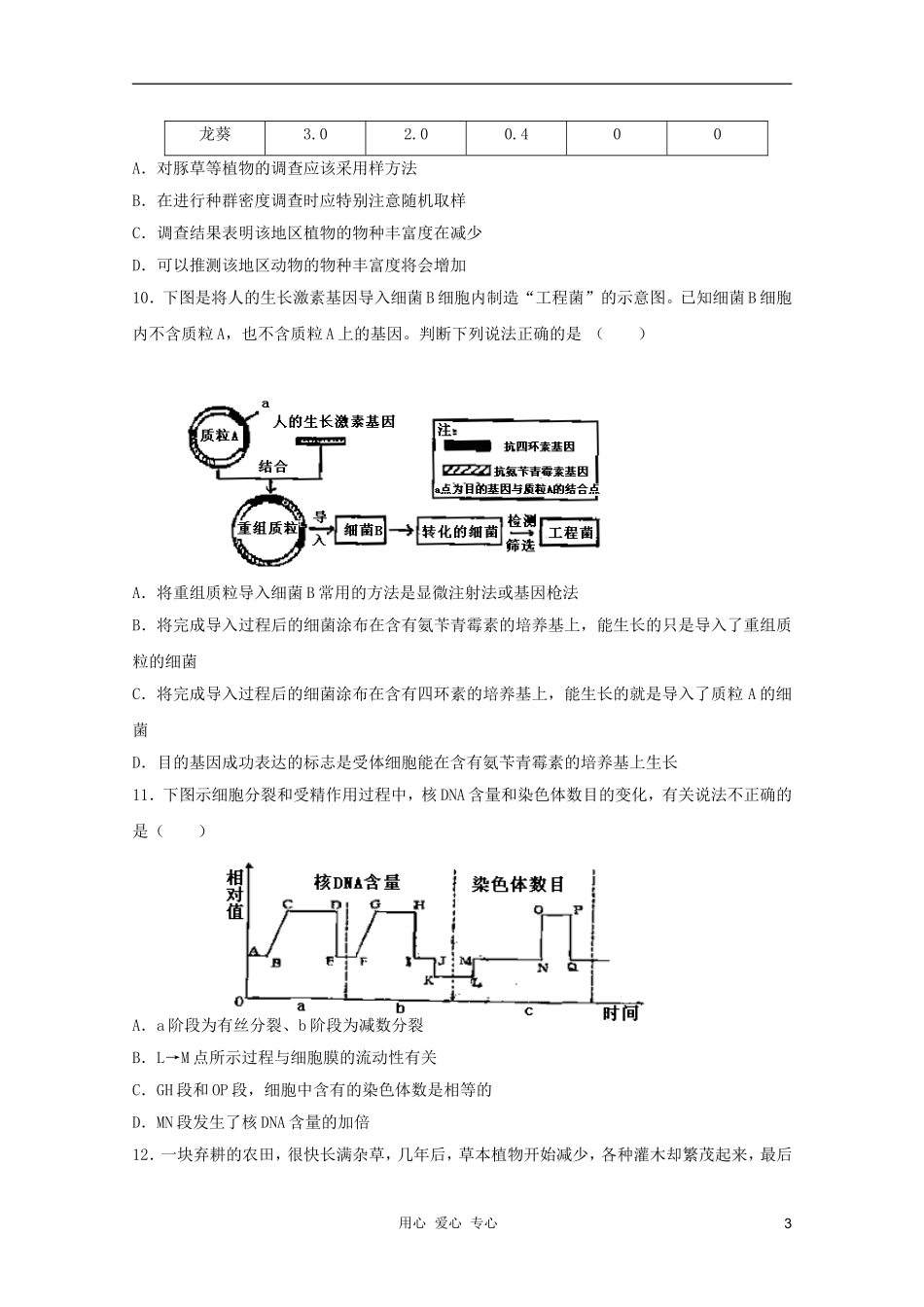 2012高三生物二轮复习综合练习8_第3页