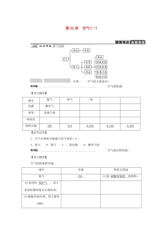 中考科学总复习 第32讲 空气(一) 浙教版试卷