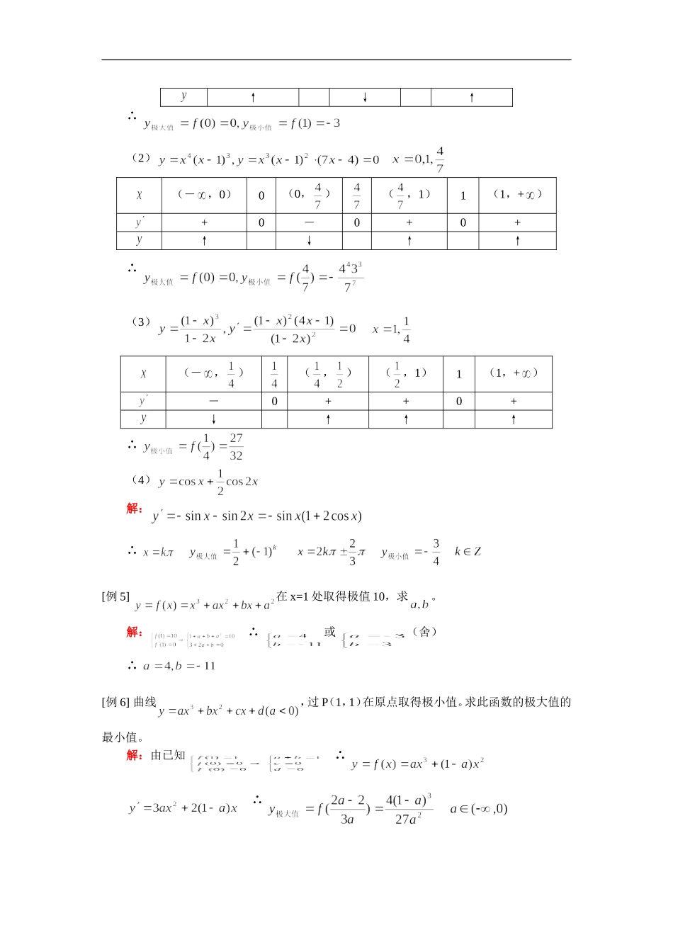 高二数学利用导数求单调区间、极值（理）人教实验版（A）知识精讲_第3页