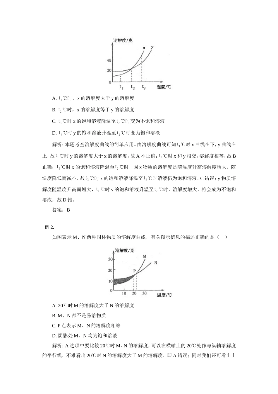 初中化学溶解度曲线的涵义及应用专题辅导 试题_第2页