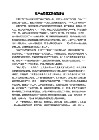 地产公司员工的自我评价