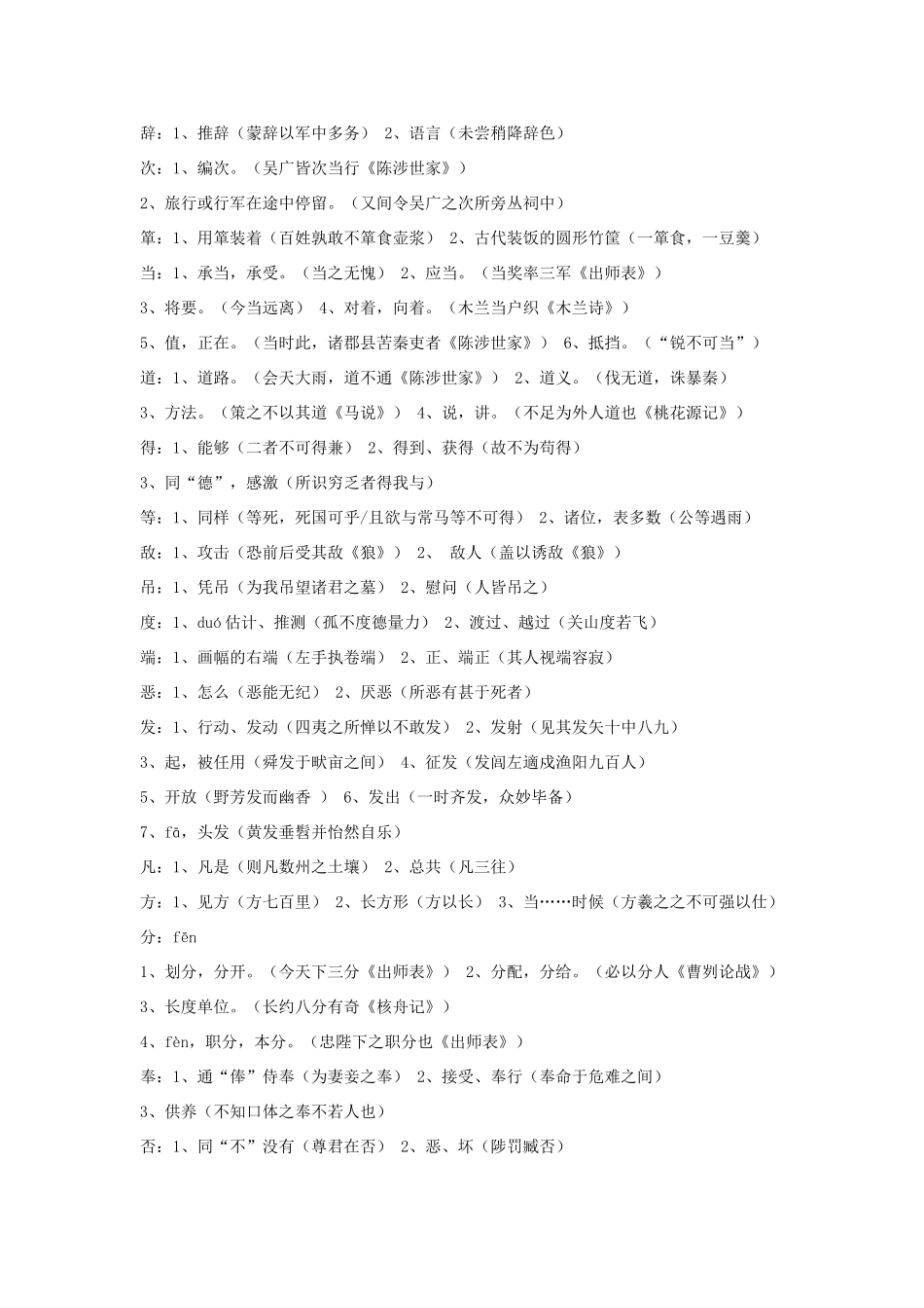 中考语文文言文复习资料 一词多义试卷_第2页