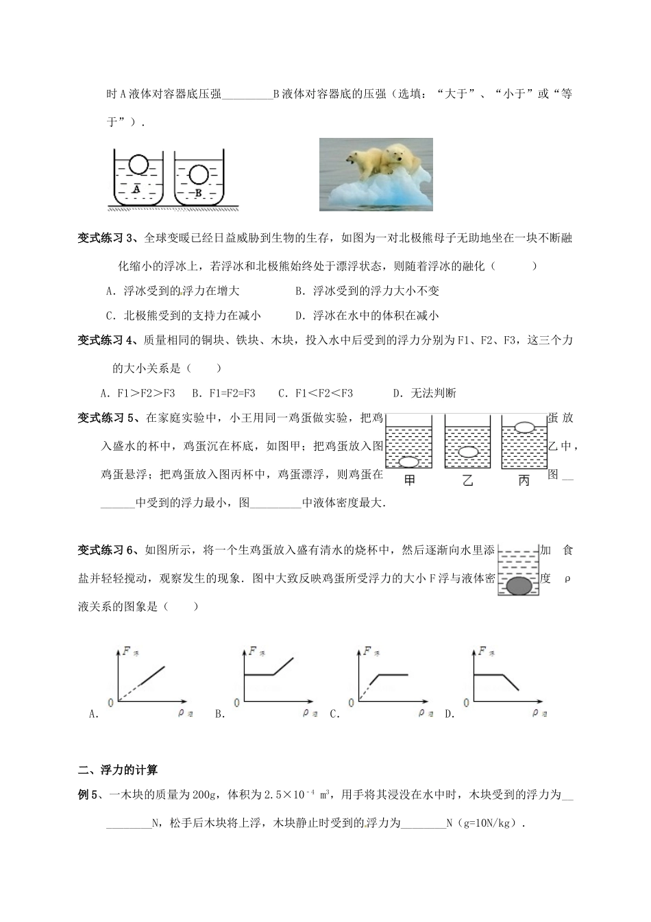 中考物理复习 浮力大小比较及计算试卷_第2页