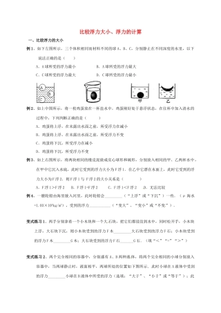 中考物理复习 浮力大小比较及计算试卷
