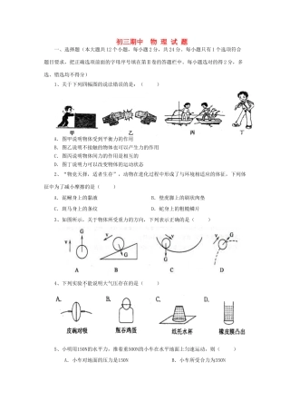 九年级物理 期中试卷 人教新课标版试卷(00002)