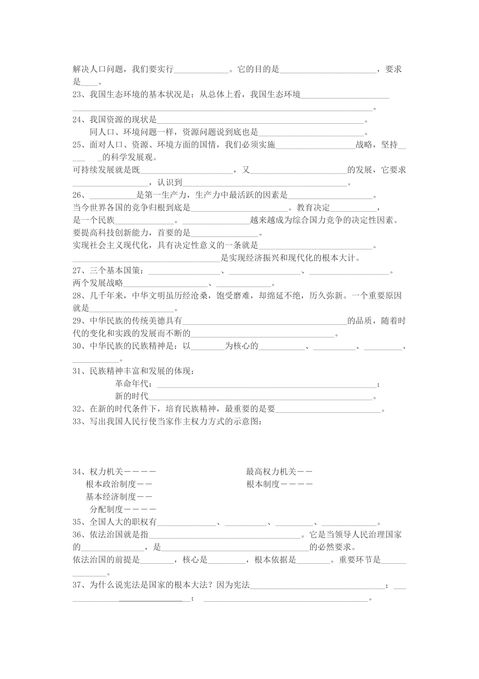九年级政治 必背知识归纳 人教新课标版试卷_第2页