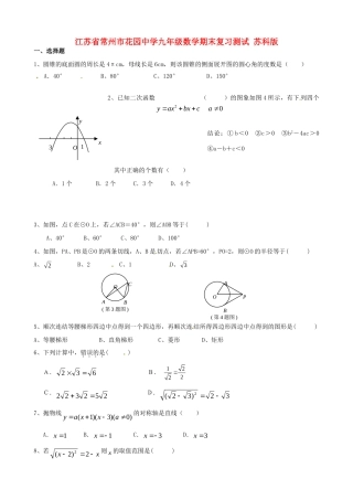 九年级数学期末复习测试 苏科版试卷